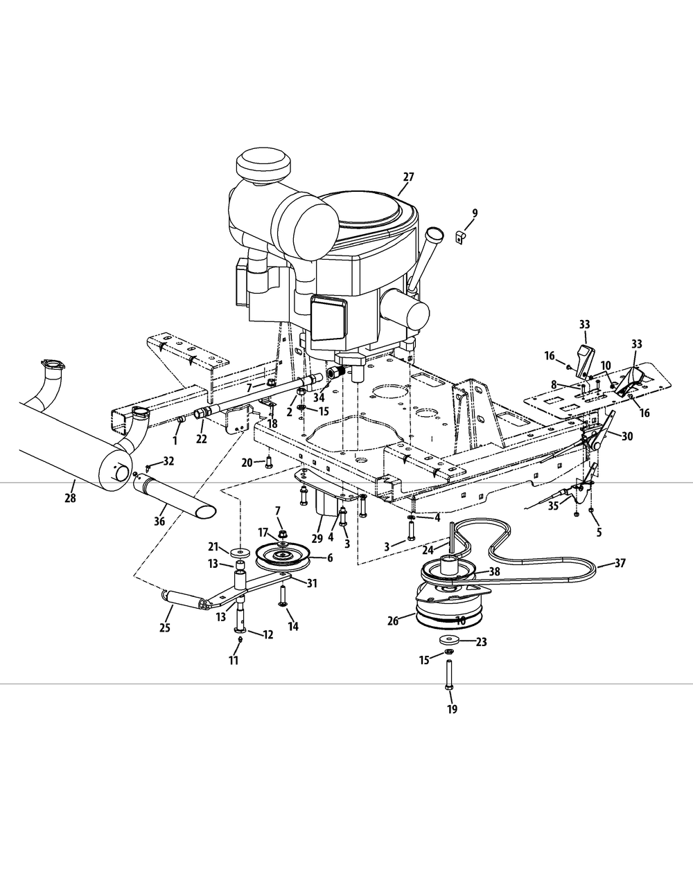 Engine Accessories S7237 Diagram and Parts List for S7237-KW 53CI8DU8050-37HP Cub Cadet Lawn Tractor